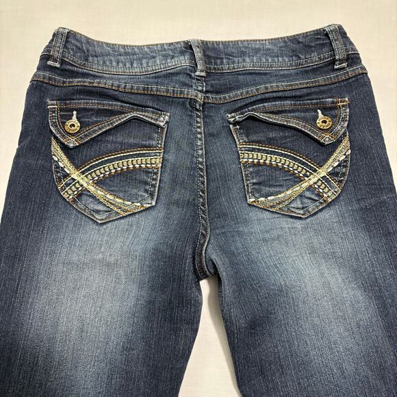 VTG Y2K Mudd Jeans Low Rise Flared size 5 Dark Wash Preppy 28 x 32 - Picture 4 of 8